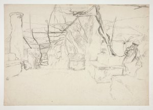 Figures Walking Among Old Ruins by Edwin Austin Abbey
