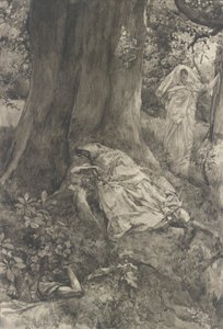 Hermia in the Wood, illustration for Act III, Scene ii, A Midsummer Night by Edwin Austin Abbey