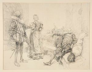 Maria, Sir Andrew, and Toby, illustration for Act I, Scene iii, Twelfth Night by Edwin Austin Abbey