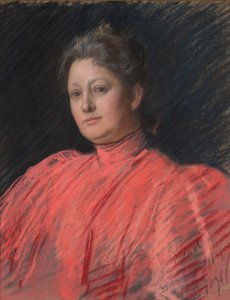 Portrait of Mrs. Abbey in Pink Dress, Waist Length by Edwin Austin Abbey