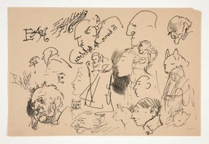 Sheet of Sketches of Heads