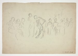 Sketch of a crowd - unidentified illustration by Edwin Austin Abbey