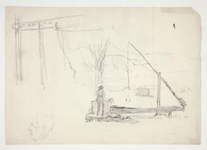 Sketch of a Man by a Well