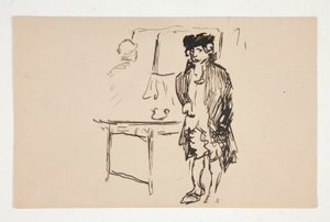 Sketch of a Man in Revolutionary Dress Beside a Table by Edwin Austin Abbey
