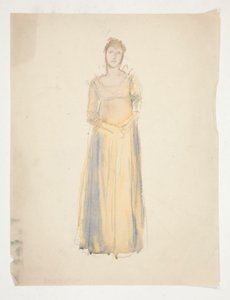 Sketch of a Woman (Dressed in Yellow) - Costume Study for a Play? by Edwin Austin Abbey
