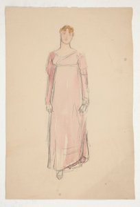 Sketch of a Woman in Pink - Costume Study for a Play? by Edwin Austin Abbey