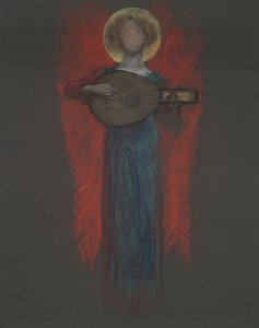 Study, Angel with Musical Instrument by Edwin Austin Abbey