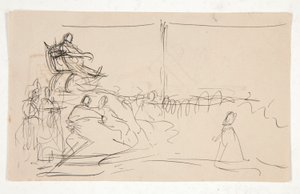 Study for Trial of Queen Katherine. Coat of arms on back. by Edwin Austin Abbey