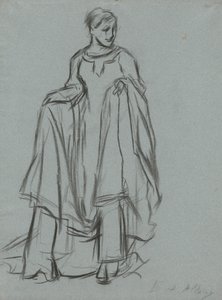 Study for Draped Female, Figure Study for The Quest of the Holy Grail (Series of 15 Paintings for the Boston Public Library, Completed in 1901)