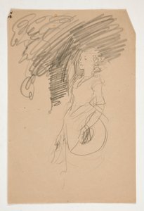 Study of Woman in XVIII Century Costume Holding Her Hat by Edwin Austin Abbey