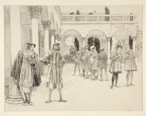 The Court of the Palace, from Act IV, Scene ii, Two Gentlemen of Verona by Edwin Austin Abbey