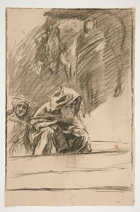 Three Figures and Horses