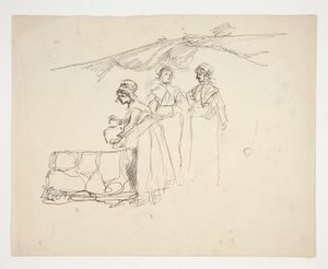 Three Women at a Well - Unidentified Illustration by Edwin Austin Abbey