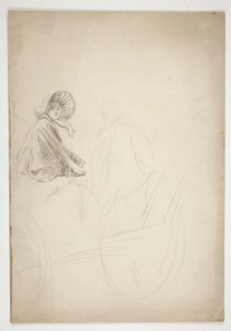 Two Figures Seated on a Cart (unidentified illustration)