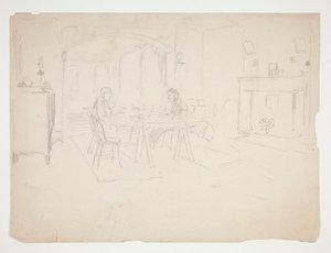 Two Men at Table in an Interior by Edwin Austin Abbey