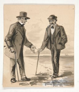 Two Men Conversing on Seashore - Unidentified Illustration by Edwin Austin Abbey