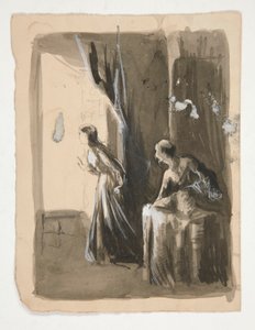 Two Women in an Interior - Unidentified Illustration by Edwin Austin Abbey