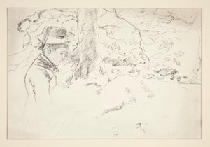 Woman sitting in garden - unidentified illustration