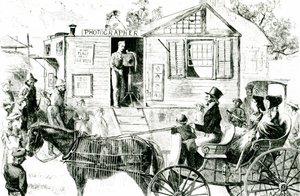 Visit of a photographer to a remote township by Edwin Austin after Abbey