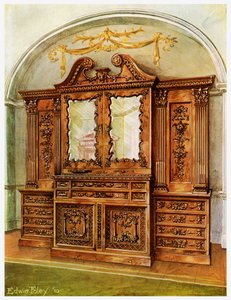 Carved Enclosed Mahogany Bookcase, Style of Chippendale, French Influence by Edwin Foley