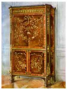Inlaid ormolu mounted upright secretaire, French by Edwin Foley