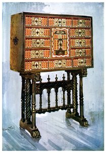 Vargueno Cabinet of Chestnut, Ivory and Other Materials, 1910 by Edwin Foley