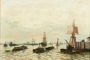 Barges on the Thames