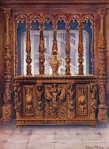 Henri Deux Carved Bahut. Oak Screen of the Same French Period by Edwin John Foley