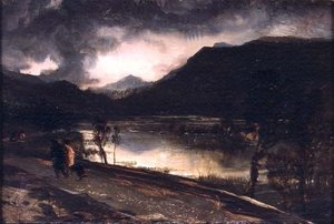 A Lake Scene at Sunset