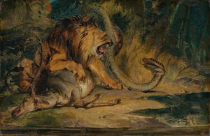 Lion Defending Its Prey, c.1840 by Edwin Landseer