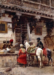 Craftsman Selling Cases by a Teak-Wood Building, Ahmedabad by Edwin Lord Weeks
