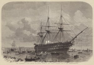HMS Agamemnon, 91 Guns, Shipping the English Portion of the Atlantic Submarine Cable at East Greenwich