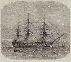 HMS Bombay, lately destroyed by Fire at Montevideo