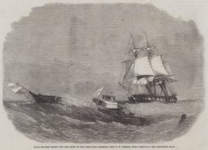 HMS Diadem taking off the Crew of the Dismasted American Ship C W Connor, near Bermuda