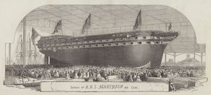 Launch of HMS Agamemnon, 90 Guns by Edwin Weedon