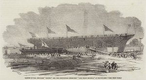Launch of HM Gun-Boat Pelter, and the Portuguese Steam-Ship Dom Pedro Secondo, at Northfleet