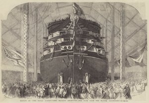 Launch of The Royal Albert, Her Majesty Receiving the Wine from the Master Shipwright by Edwin Weedon