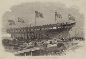 The Launch of the Greek Frigate Amalia, at Northfleet