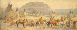 Blackfoot Camp Scene by Edwin Willard Deming