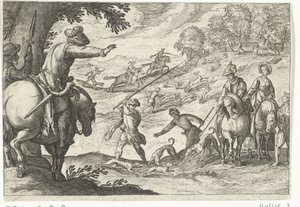 Landscape with Hare Hunt Hunting Scenes (series title) Icones Venantum Species Varias Representantes (series title) by Egbert Jansz.