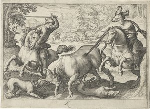 Landscape with Bull Hunt by Egbert Jansz.