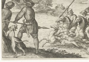 River Landscape with Deer Hunt
