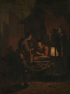 Fish Market at Night by Egbert van der Poel