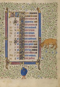 Calendar Page for April; Picking Flowers; Taurus by Egerton Master