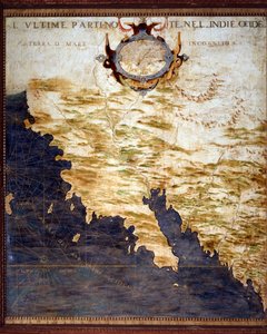 Frontier of the West Indies and Unknown Lands Map Made by Egnazio Danti (1536-1586) Mathematician, Cosmographer and Italian Architect. Around 1567. Florence, Palazzo Vecchio, Sala del Mappamondo by Egnazio Danti