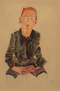 Seated Boy with Folded Hands (Portrait Study) by Egon Schiele