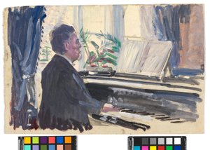 Leopold Czihaczek at the Piano (Sketch) by Egon Schiele