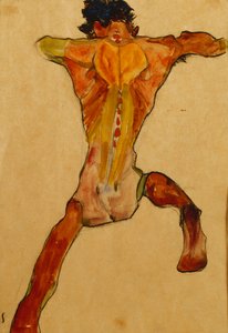 Male Nude Seen from Back by Egon Schiele