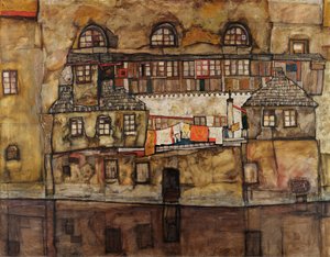 Wall of Houses by the River by Egon Schiele