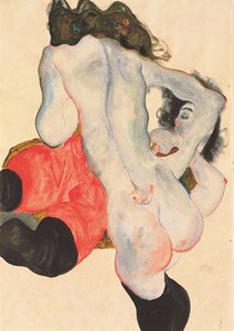 Reclining Woman in Red Trousers and Standing Female Nude